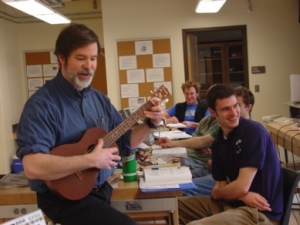 Walter Smith serenades a class